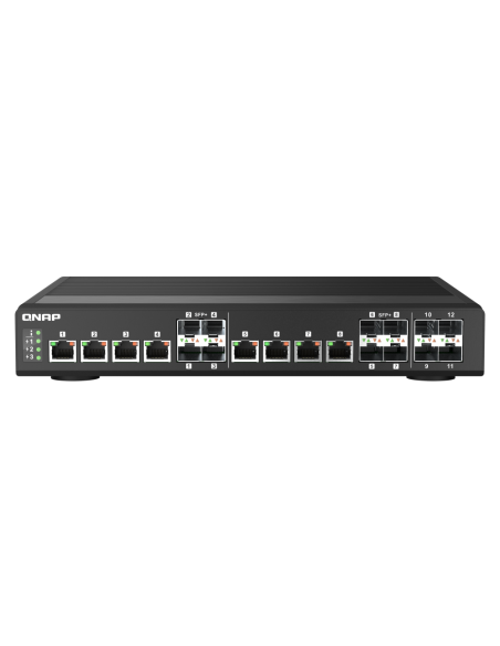 QNAP QSW-IM1200-8C: 8 ports 10GbE SFP+/RJ45, 4 ports 10GbE SFP+, managed switch