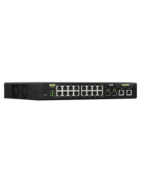QNAP QSW-M2116P-2T2S: 16 port 2.5GbE PoE RJ45, 2 port 10GbE SFP+, web managed switch