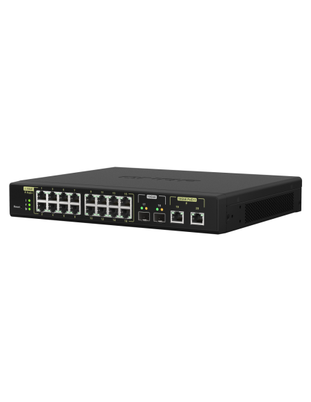 QNAP QSW-M2116P-2T2S: 16 port 2.5GbE PoE RJ45, 2 port 10GbE SFP+, web managed switch
