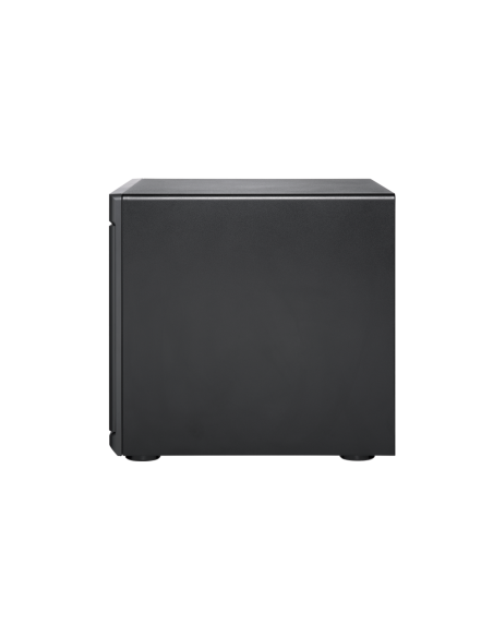 QNAP 16-bay desktop SATA JBOD, with QXP-1600eS PCIe card and SAS/SATA cables.