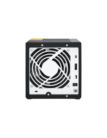 QNAP 4-bay desktop SATA JBOD, with QXP-400eS-A1164 PCIe card and SAS/SATA cable.