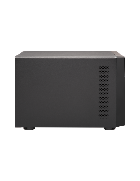 QNAP 8-bay desktop SATA JBOD, with QXP-800eS-A1164 PCIe card and SAS/SATA cables.