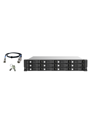 QNAP 12-bay 2U rackmount SAS JBOD, 12Gbps, 2.5/3.5 drives, 4xSFF-8644, redundant PSU.