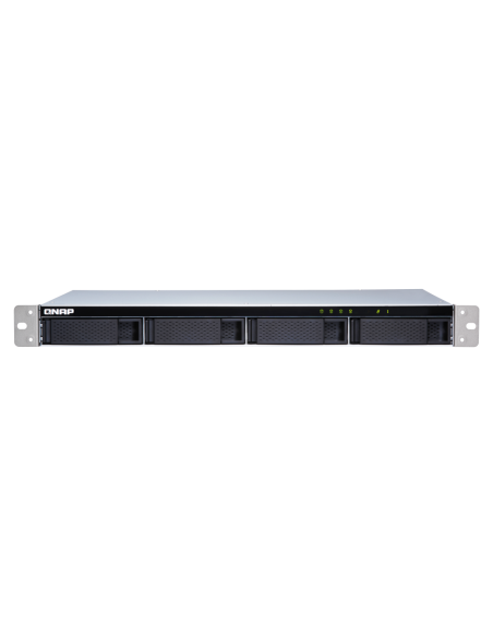 QNAP 4-bay 1U rackmount SATA JBOD, with QXP-400eS-A1164 PCIe card and SAS/SATA cable.