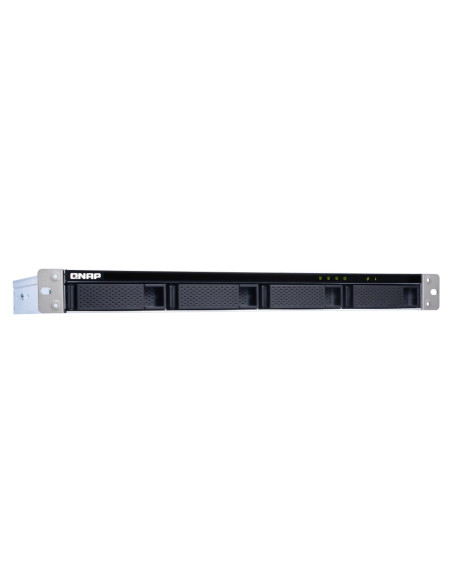 QNAP 4-bay 1U rackmount SATA JBOD, with QXP-400eS-A1164 PCIe card and SAS/SATA cable.