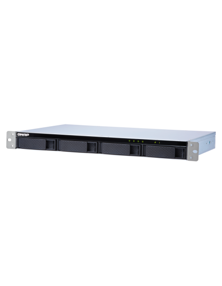QNAP 4-bay 1U rackmount SATA JBOD, with QXP-400eS-A1164 PCIe card and SAS/SATA cable.