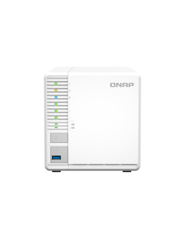 QNAP 3-Bay desktop NAS, quad-core, 8GB RAM, 3x SATA bays, M.2 slots, 2.5GbE, HDMI, USB