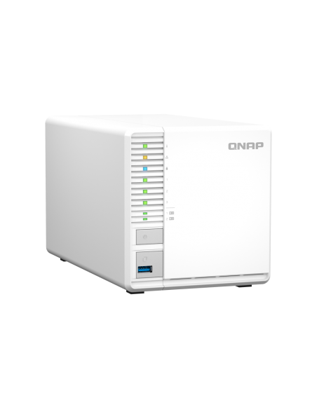 QNAP 3-Bay desktop NAS, quad-core, 8GB RAM, 3x SATA bays, M.2 slots, 2.5GbE, HDMI, USB