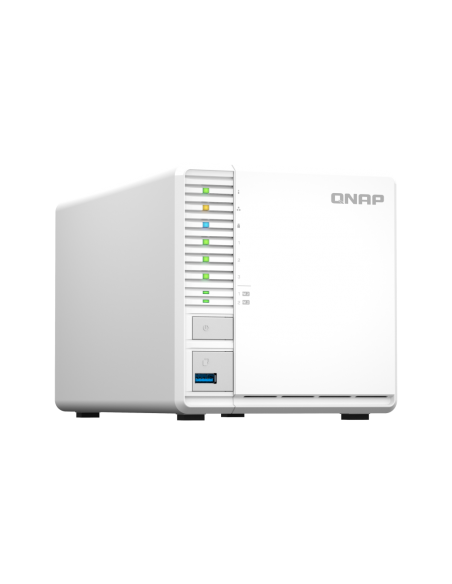 QNAP 3-Bay desktop NAS, quad-core, 8GB RAM, 3x SATA bays, M.2 slots, 2.5GbE, HDMI, USB