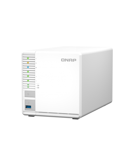 QNAP 3-Bay desktop NAS, quad-core, 8GB RAM, 3x SATA bays, M.2 slots, 2.5GbE, HDMI, USB