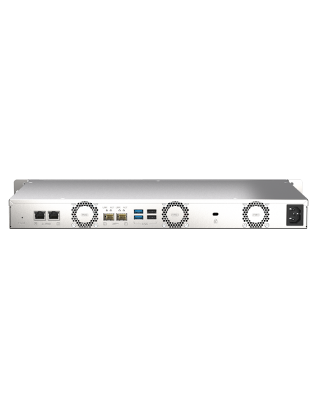 QNAP 4-bay 1U NAS, 64-bit quad-core, 4GB RAM, 2x10GbE, 2x2.5GbE, 4xSATA, 2xNVMe, USB