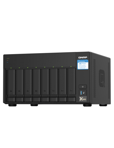 QNAP 8-bay NAS, 64-bit quad-core, 4GB RAM, 2x10GbE, 2x2.5GbE, USB, expansion