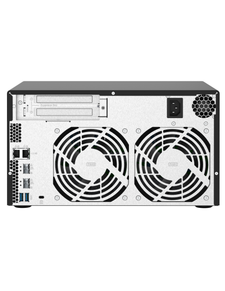 QNAP 8-bay NAS, 64-bit quad-core, 4GB RAM, 2x10GbE, 2x2.5GbE, USB, expansion