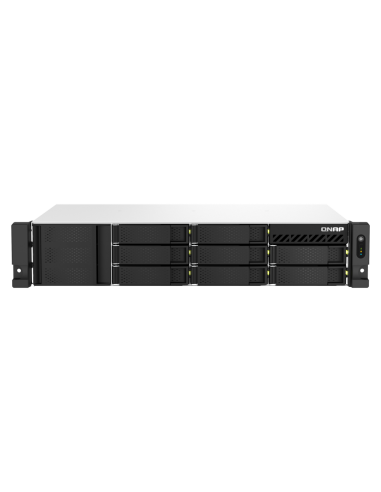 QNAP 8-bay rackmount NAS, AMD Ryzen V1000 series, 2.2GHz, 4GB RAM, 2x2.5GbE, PCIe 3.0, 250W PSU