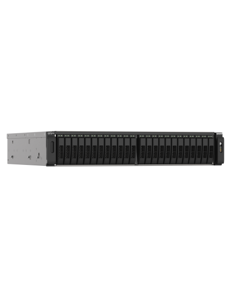 QNAP NAS 24 bahías en flash NVMe AMD EPYC 7302P 3.0GHz, 256GB RAM, 2x2.5GbE, 4x25GbE SFP28, iSCSI, RAID, PCIe (x5), fuente redundante.