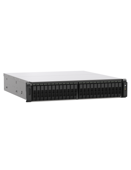 QNAP NAS 24 bahías en flash NVMe AMD EPYC 7302P 3.0GHz, 256GB RAM, 2x2.5GbE, 4x25GbE SFP28, iSCSI, RAID, PCIe (x5), fuente redundante.