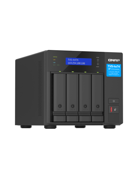 QNAP 4-bay QuTS hero NAS, Intel Pentium Gold G7400, 8GB DDR4, 4x2.5/3.5 SATA, 2x2.5GbE, M.2 PCIe Gen3 x2, HDMI, 250W PSU