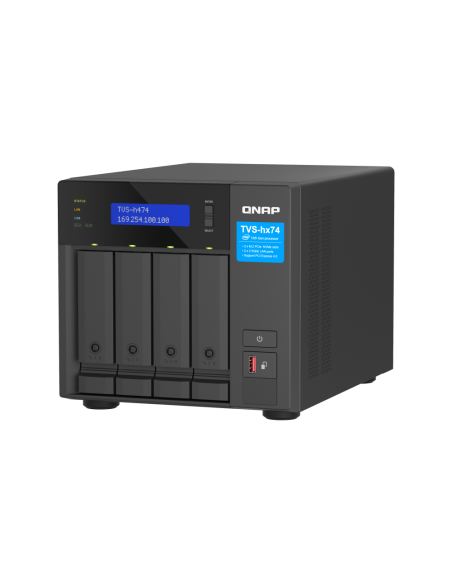 QNAP 4-bay QuTS hero NAS, Intel Pentium Gold G7400, 8GB DDR4, 4x2.5/3.5 SATA, 2x2.5GbE, M.2 PCIe Gen3 x2, HDMI, 250W PSU