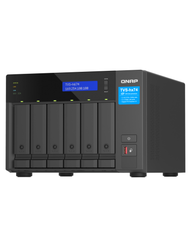 QNAP 6-bay QuTS hero NAS, Intel Core i3, 16GB DDR4, 6x2.5/3.5 SATA, 2x2.5GbE, M.2 PCIe Gen4 x4, HDMI, 250W PSU