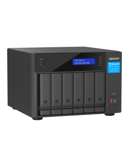 QNAP 6-bay QuTS hero NAS, Intel Core i5, 32GB DDR4, 6x2.5/3.5 SATA, 2x2.5GbE, M.2 PCIe Gen4 x4, HDMI, 250W PSU