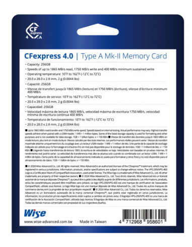 Wise Tarjeta de memoria 256GB CFexpress 4.0...