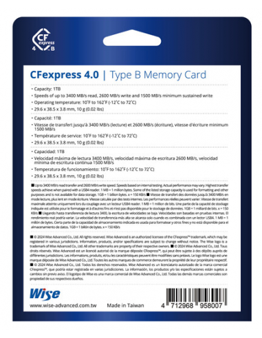 Wise Tarjeta de memoria Advanced 1TB CFexpress...