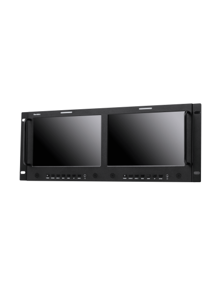 Konvision 2 x 10.1 FHD 3G-SDI Dual Rackmount LCD Monitor 3G/HD-SDI & Composite Video & HDMI input Built-in AC&DC in power supplies 4RU rack for standard 19 EIA rack