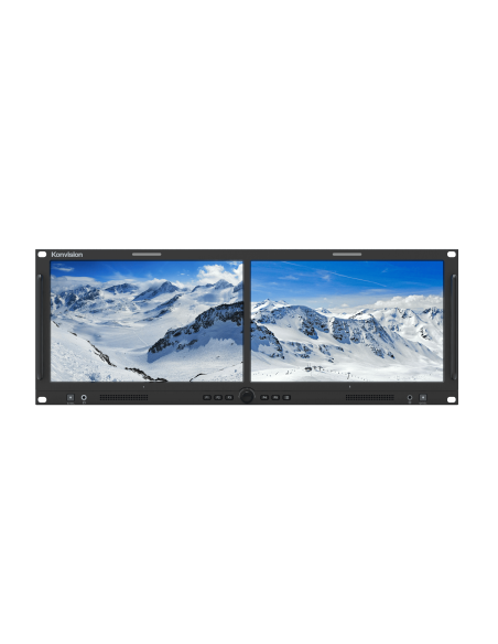 Konvision 2 x 10.1" 4K Dual Rackmount LCD Monitor 12G-SDI & HDMI 2.0 input Built-in AC&DC in power s