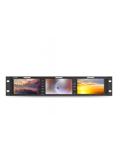 Konvision 3 x 5.5" 4K Triple Rackmount LCD Monitor 12G-SDI & HDMI 2.0 input 2RU rack for standard 19