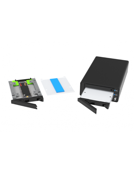 Stardom 2 Bay UR2-B32 M.2 NVMe SSD Hardware RAID  External Storage with USB 3.2 Gen 2 C-A cable x 1,