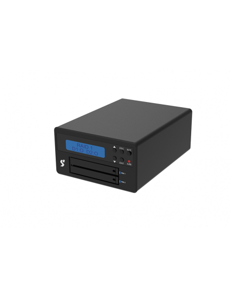 Stardom 2 Bay UR2-B32+ LCD display of  M.2 NVMe SSD Hardware RAID  External Storage with USB 3.2 Gen 2 C-C cable x 1 + C-A cable x 1
