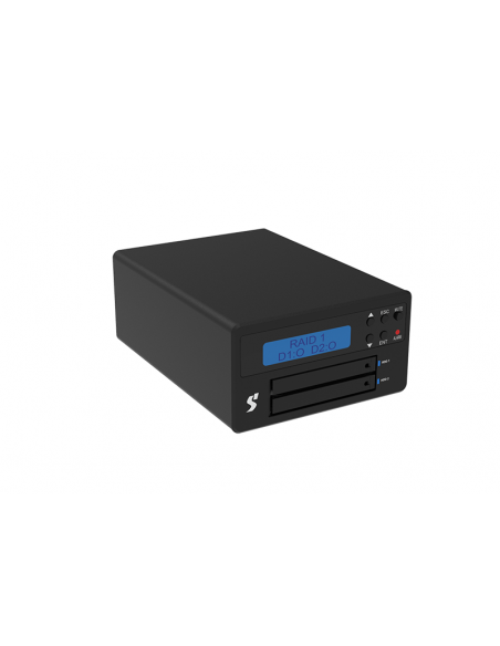 Stardom 2 Bay UR2-B32+ LCD display of  M.2 NVMe SSD Hardware RAID  External Storage with USB 3.2 Gen