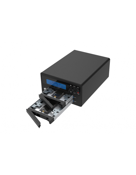 Stardom 2 Bay UR2-B32+ LCD display of  M.2 NVMe SSD Hardware RAID  External Storage with USB 3.2 Gen 2 C-C cable x 1 + C-A cable x 1