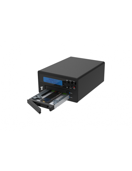 Stardom 2 Bay UR2-B32+ LCD display of  M.2 NVMe SSD Hardware RAID  External Storage with USB 3.2 Gen 2 C-C cable x 1 + C-A cable x 1