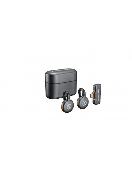 Hollyland LARK M2S Wireless Lavalier Microphone Mini Combo (with Camera RX + USB-C RX, Space Gray)