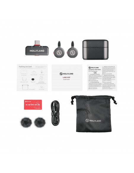 Hollyland LARK M2S Wireless Lavalier Microphone Mini Combo (with Camera RX + USB-C RX, Space Gray)