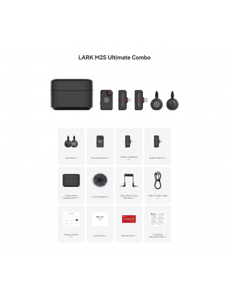 LARK M2S Wireless Lavalier Microphone Ultimate Combo (with Camera RX + USB-C RX + Lightning RX, Space Gray)