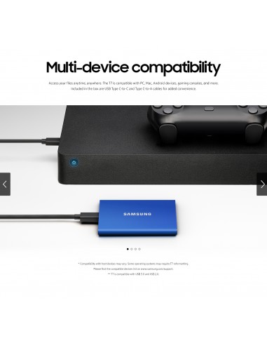 Samsung SSD T7 Azul 1TB, USB 3.2, 3 Años...