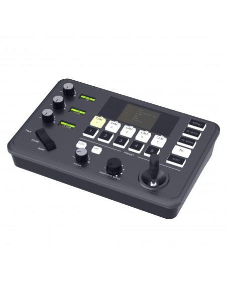 Szpuas Mini PTZ Video Controller 2-Axis Joystick and Zoom. 4 color led Multiscreen. VISCA, UDP, PELCO P/D, 5 cameras, 5 presets