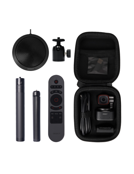 OBSBOT Tiny 2 PowerUp Combo. Incluye 1 Tiny 2, 1 Tiny Smart Remote 2, Trípode extensible, HQ Mic, Mini Ball Head