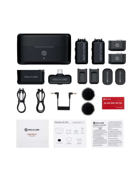 Hollyland LARK MAX 2 Combo Micrófonos Inalámbricos (Gris Espacial, con RX Cámara + USB-C RX)