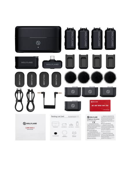 Hollyland LARK MAX 2 Combo 4-Person Version (Space Gray, with Camera RX + USB-C RX) Wireless Microphone