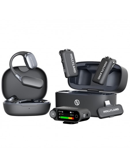 Hollyland LARK MAX 2 Ultimate Combo (Space Gray, with OWS Monitor Earphone + Camera RX + USB-C RX) Wireless Microphone