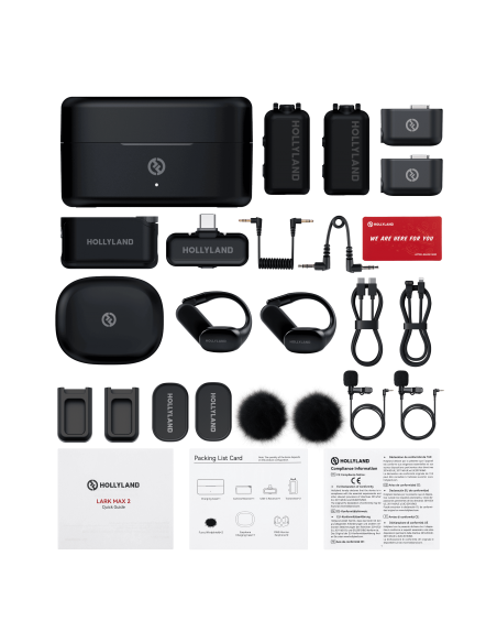 Hollyland LARK MAX 2 Ultimate Combo (Space Gray, with OWS Monitor Earphone + Camera RX + USB-C RX) Wireless Microphone
