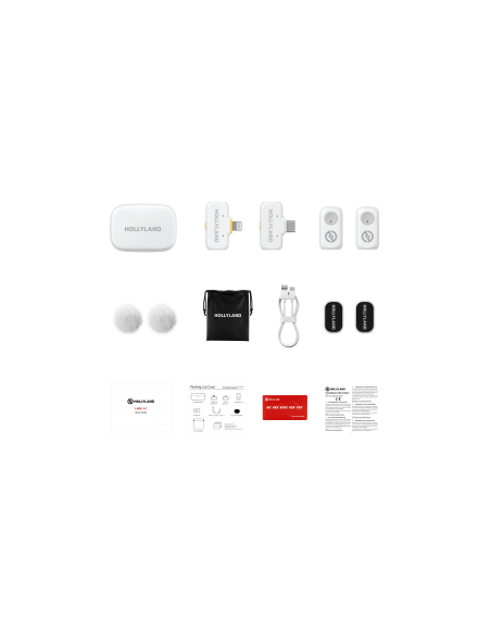 Hollyland LARK A1 Combo (Ivory White, with USB-C RX + Lightning RX + Charging Case) Wireless Microphone