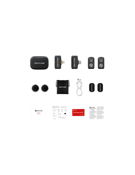 Hollyland LARK A1 Combo Micrófonos Inalámbricos (Gris Espacial, con USB-C RX + Lightning RX + Caja Carga)