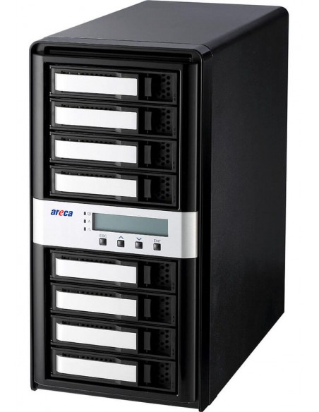Areca Desktop RAID, 8 x 3.5 TRI-MODE, 2x 80/120Gb/s TB5 & USB 3.2 Gen 2
