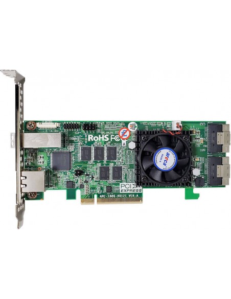 ARECA 16 PORT TRI MODE RAID PCIE 4 X8, 8GB Cache, (2x int[SFF-8654]/1x ext), LP