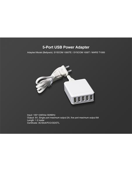 Hollyland Cargador USB 5 puertos, para 5 Petacas Intercom