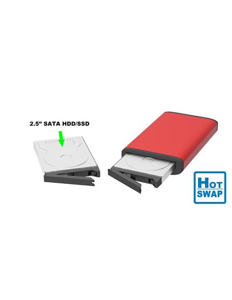Stardom Disco Portátil USB-C USB3.1 Carcasa Autoalimentada color Rojo
